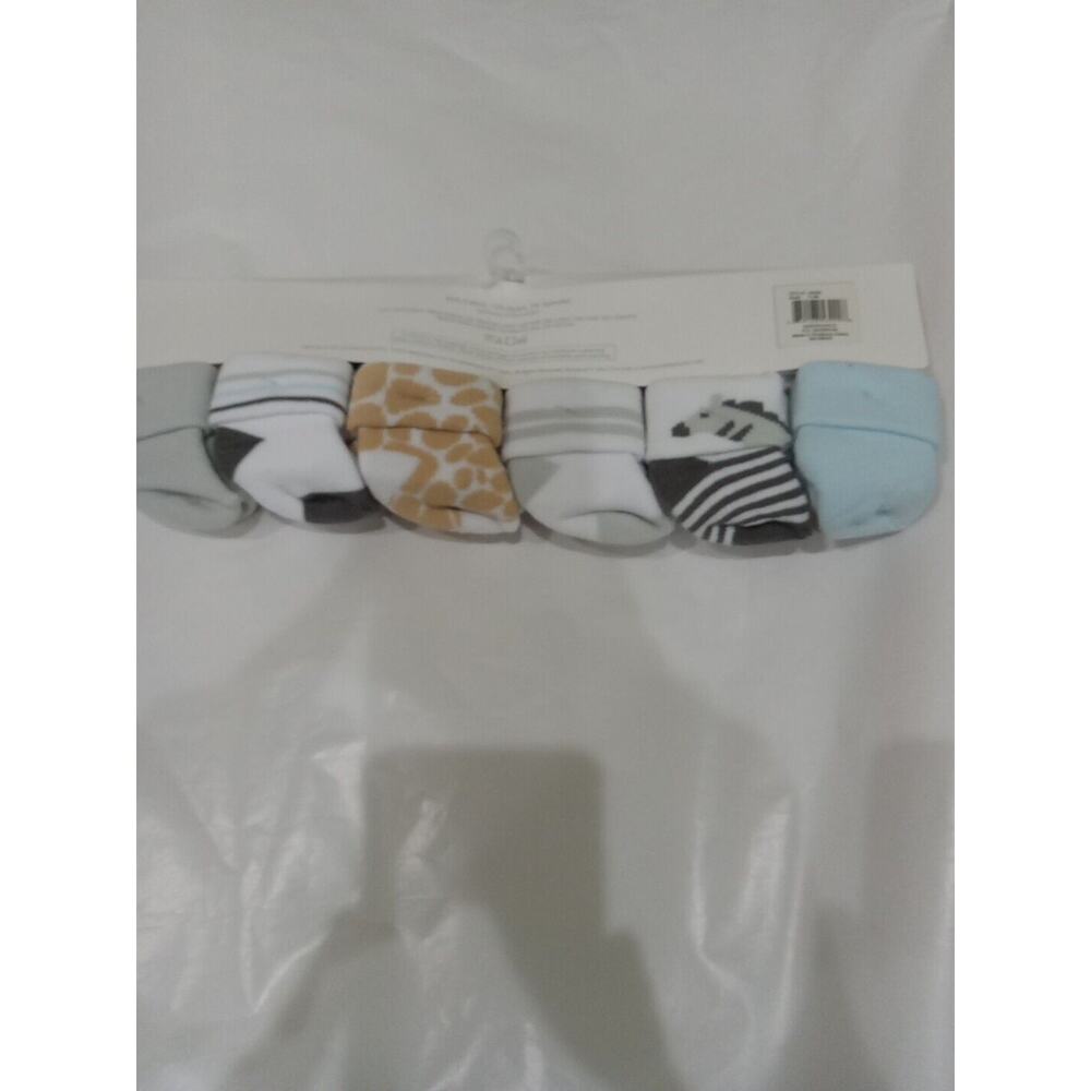 Hudson Baby Cotton Rich Newborn and Terry Socks, Boy Safari, 0-3 Months